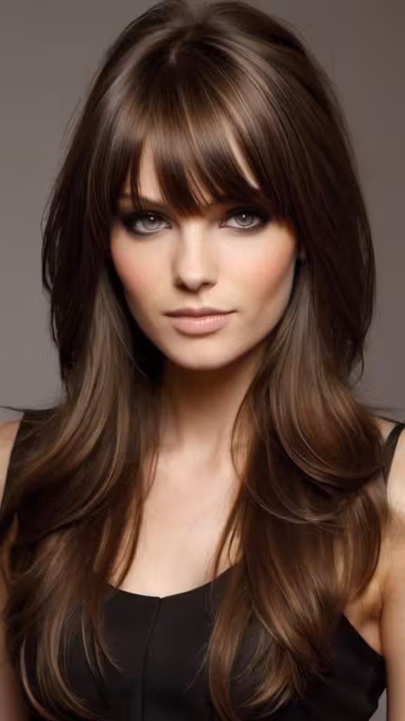 Long Layers with Swooping Bangs