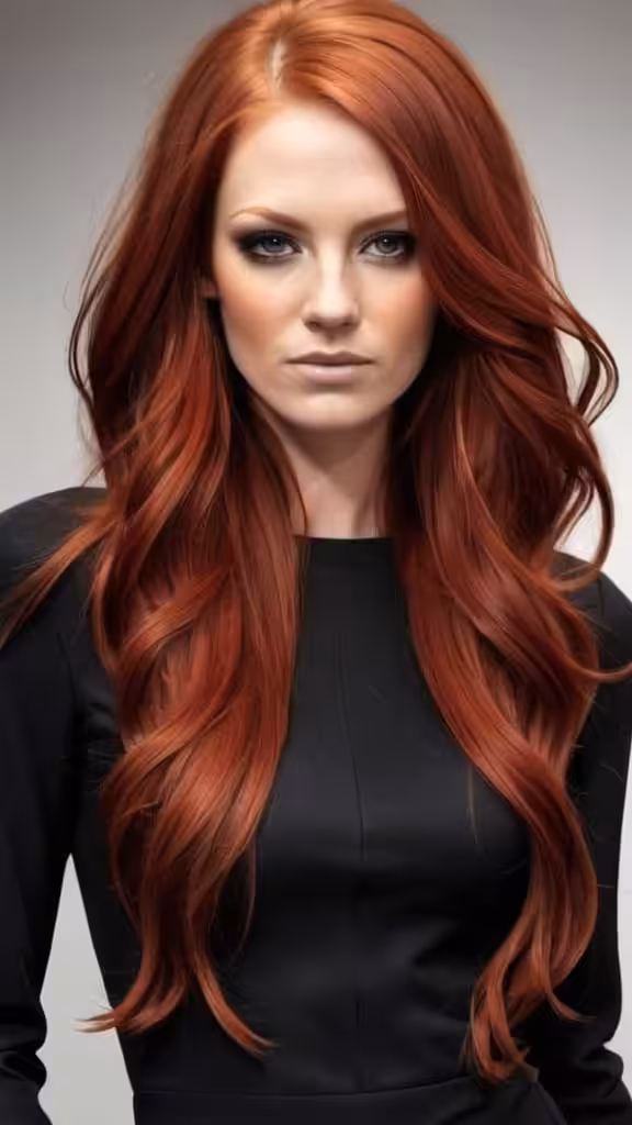 Long Side-Parted Waves For Red Hair