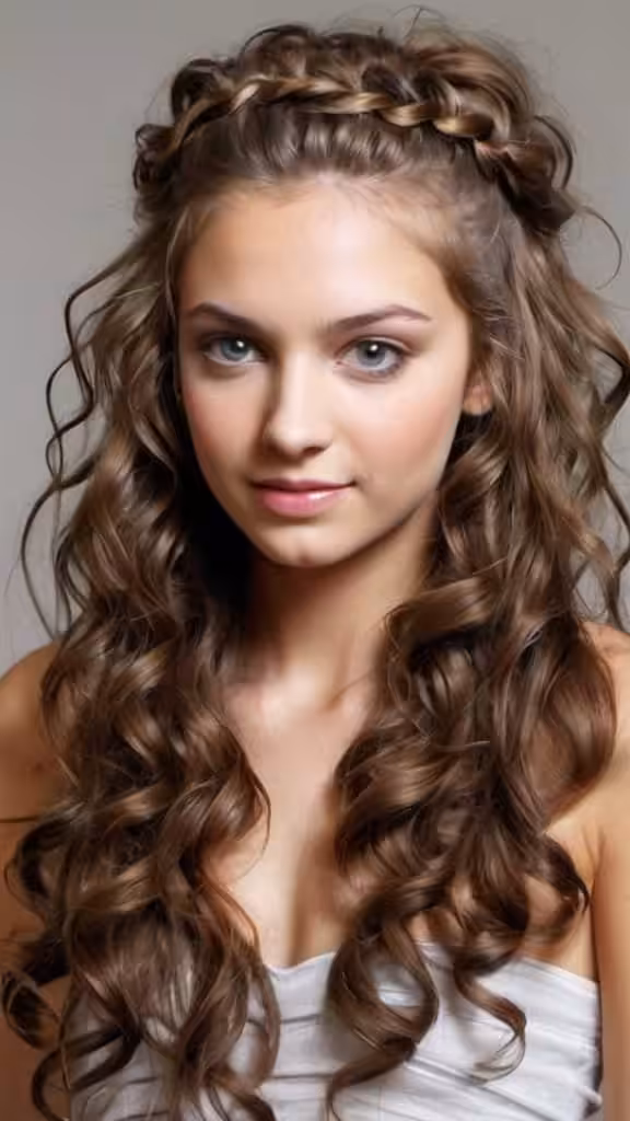 Messy Half-Up Long Curly Hair