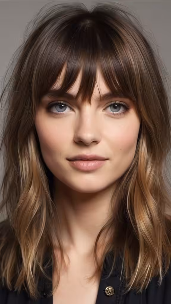 Middle-Parted Bangs and Beachy Layers