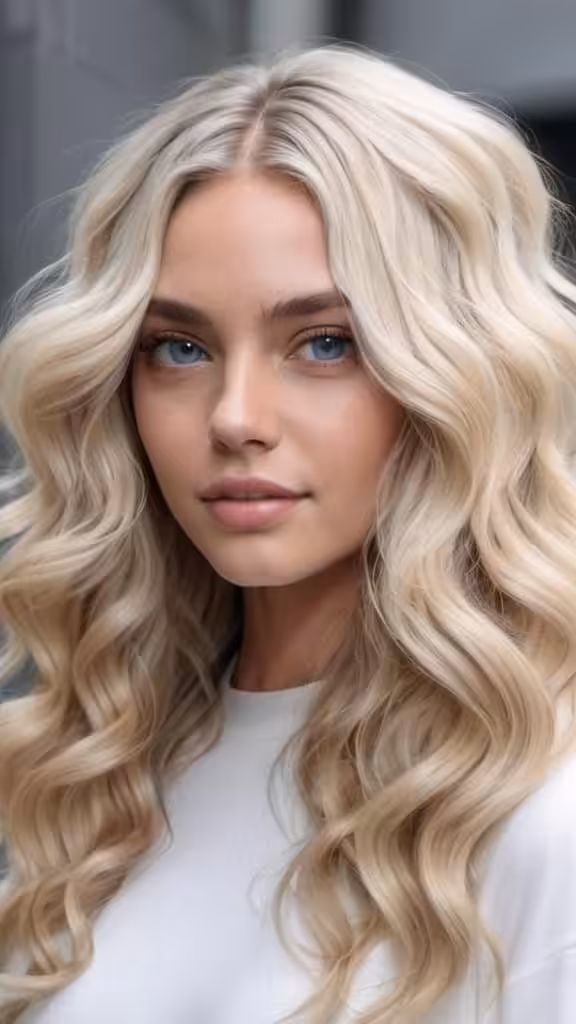 Middle Parted Ice Blonde Waves