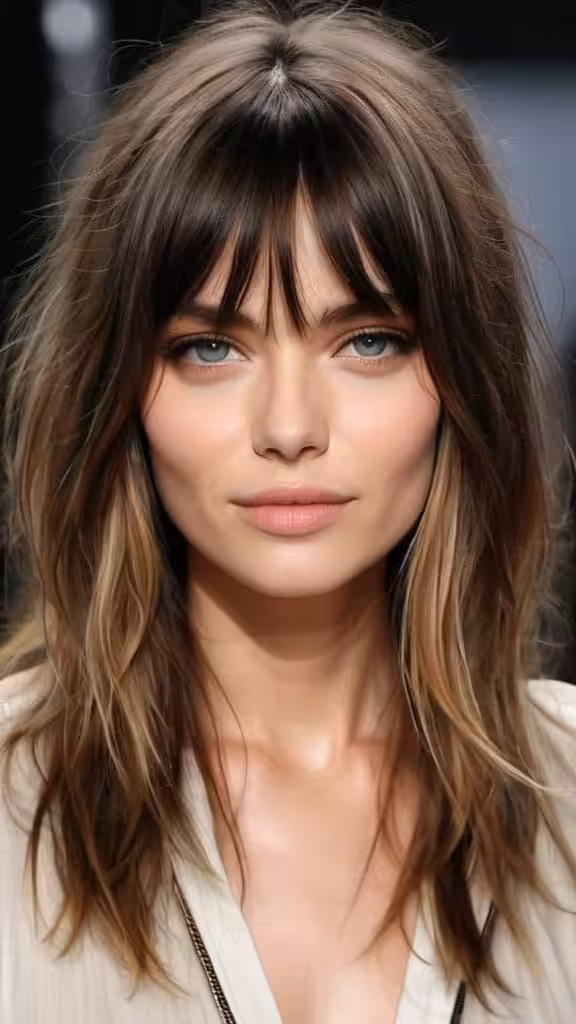 Middle Parted Long Messy Layers with Bangs Long Layered Haircuts