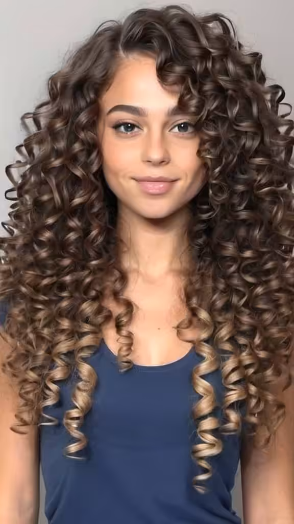 Money Piece on Long Curly Hair