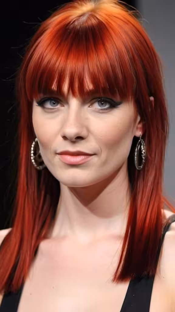 Mullet with Straight Fringe For Red Hair