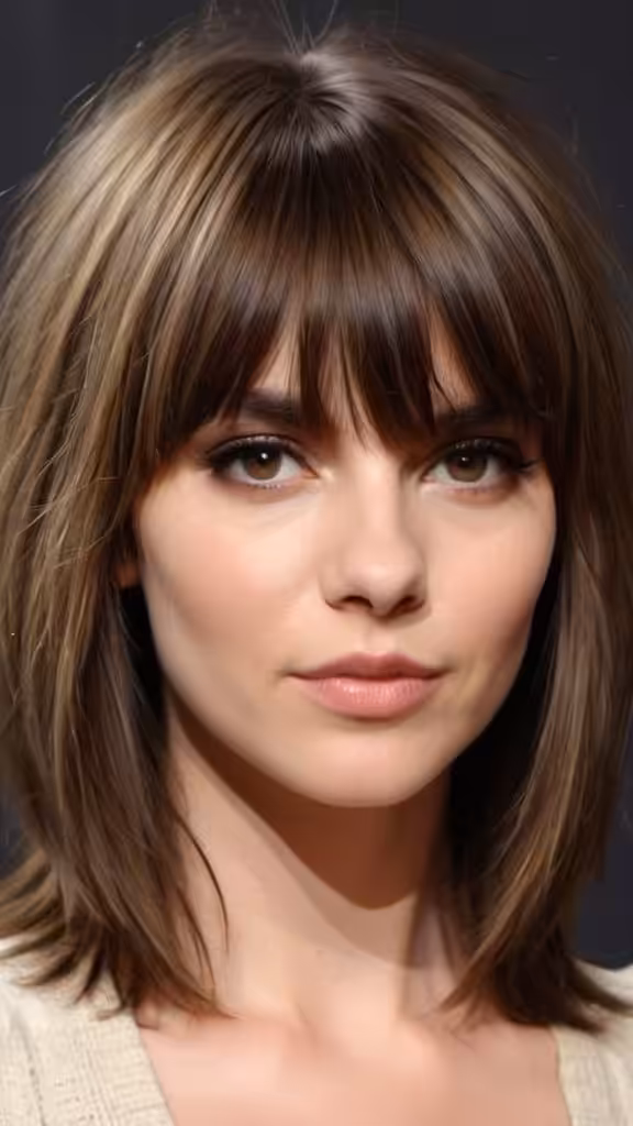 Shaggy Brown Hair with Voluminous Bangs