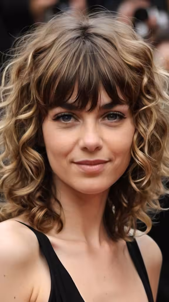 Shaggy Layers And Short Bangs for Curly Locks