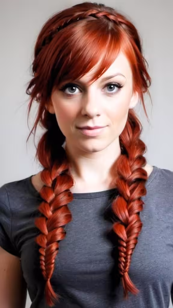 Side Fishtail Braid With Bangs