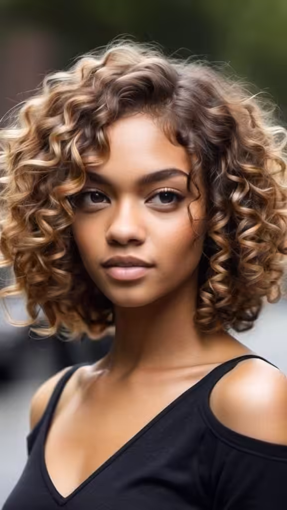 Side-Parted Naturally Curly Bob