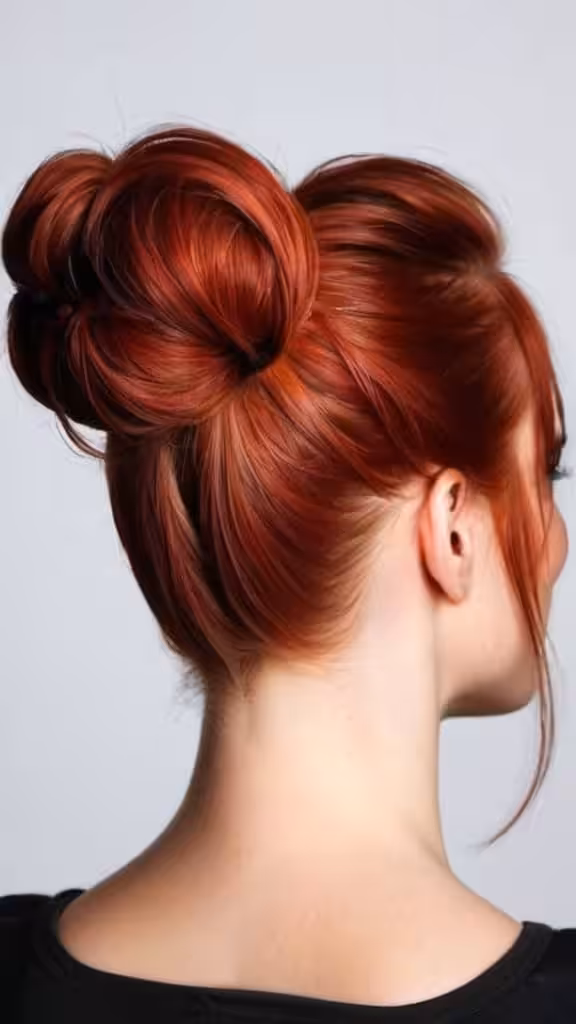 Stacked-Up Bun For Red Hair