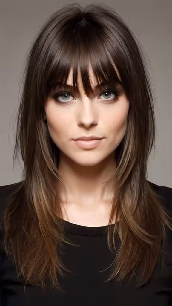 Straight Layered With Cut With Bangs Long Layered Haircuts