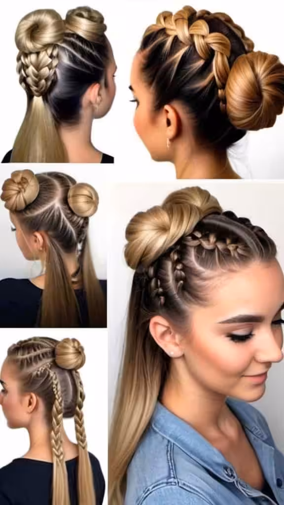 Triple Cornrows and Bun