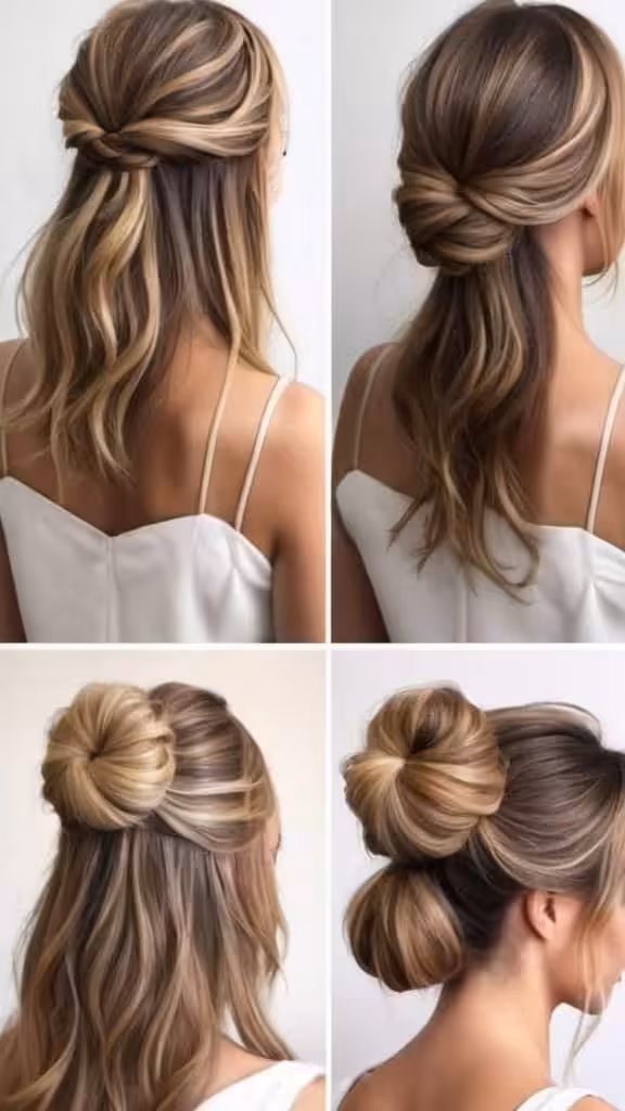 Twisted Bun Half-Up Hairstyle