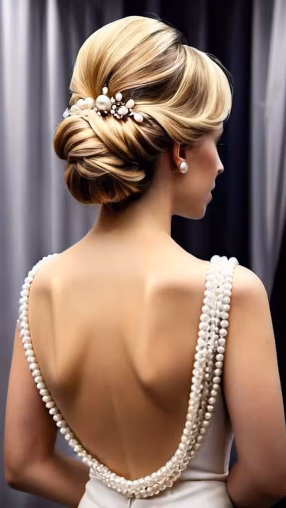 Updo with Pearl Accessories
