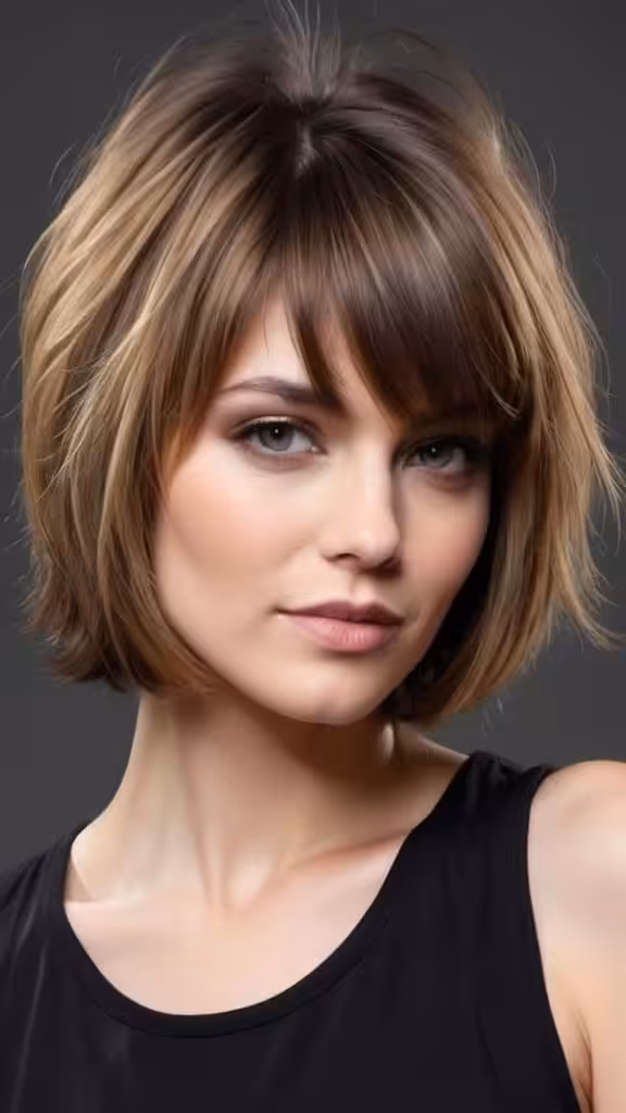 Voluminous Crop With Side-Swept Bangs