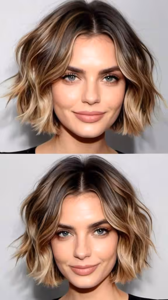 Wavy Balayage Bob for Lively Volume