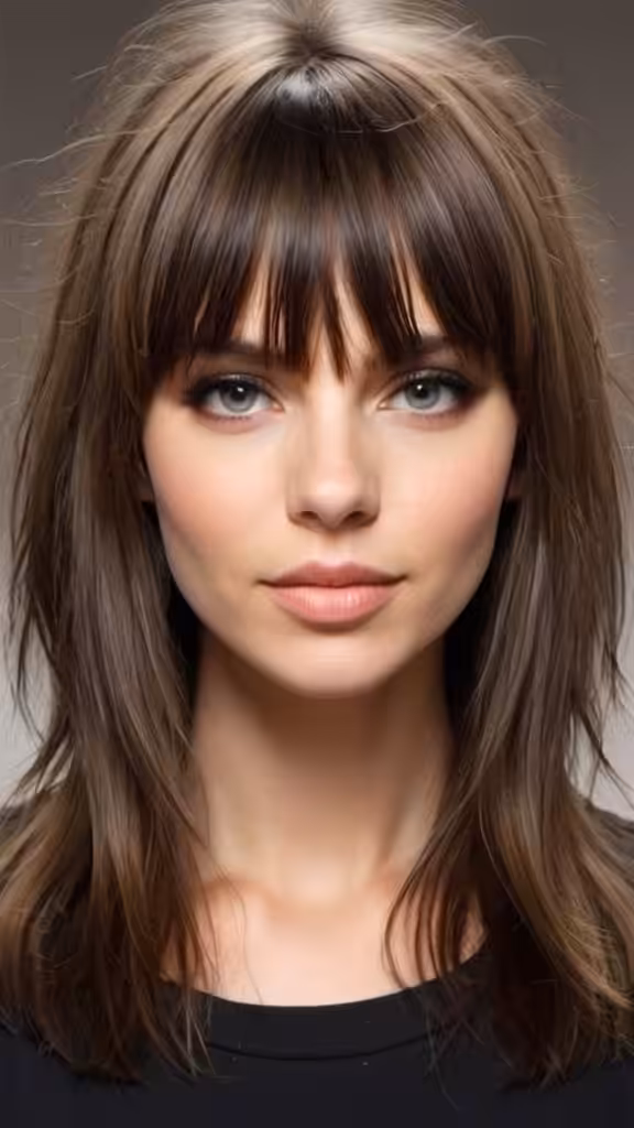 Wispy Bangs on Long-Textured Hair