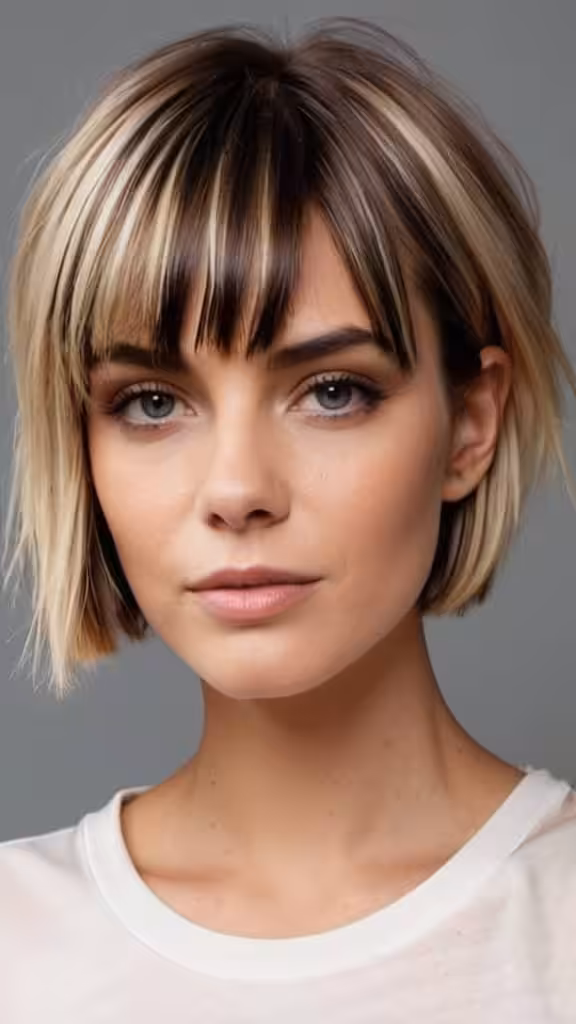Blunt Cut With Highlights