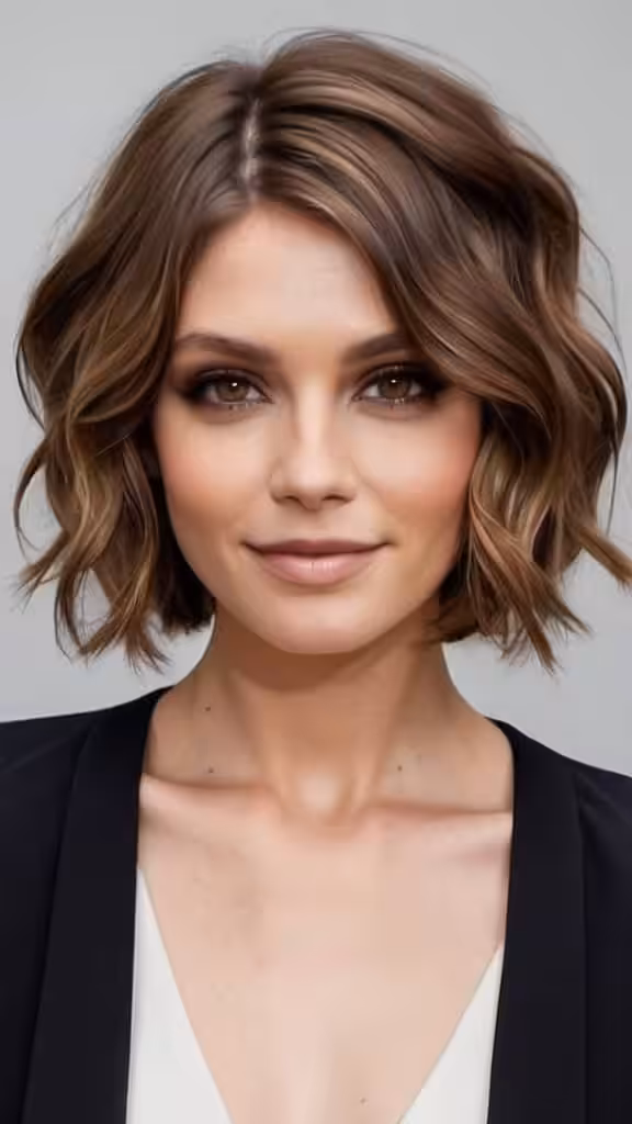Center Parted Wavy Lob