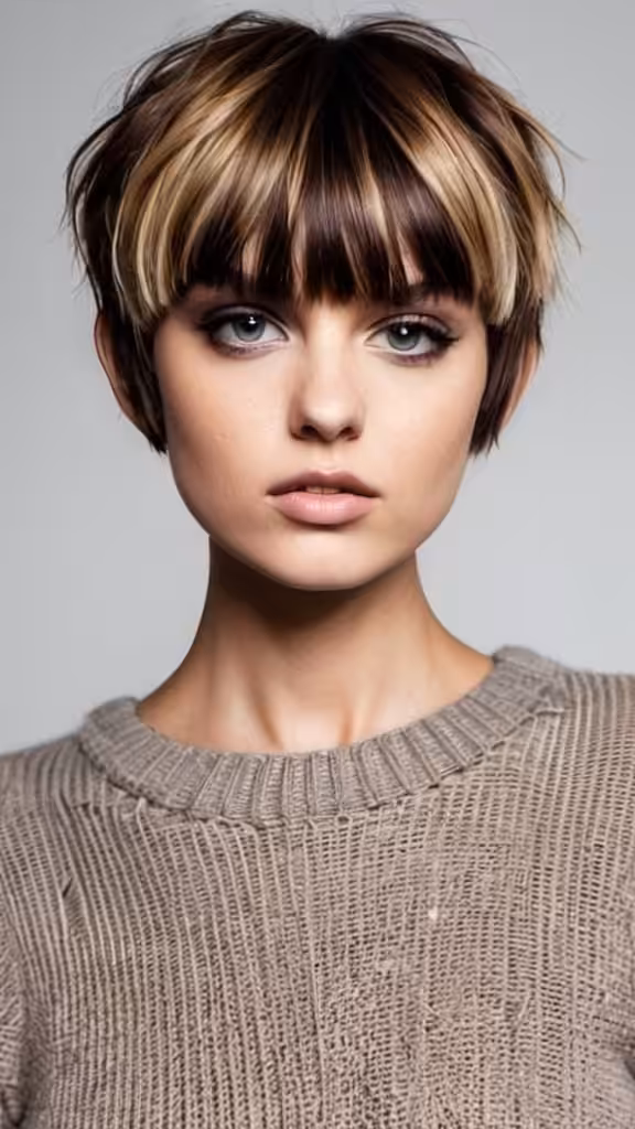 Choppy Bowl Cut With Highlights