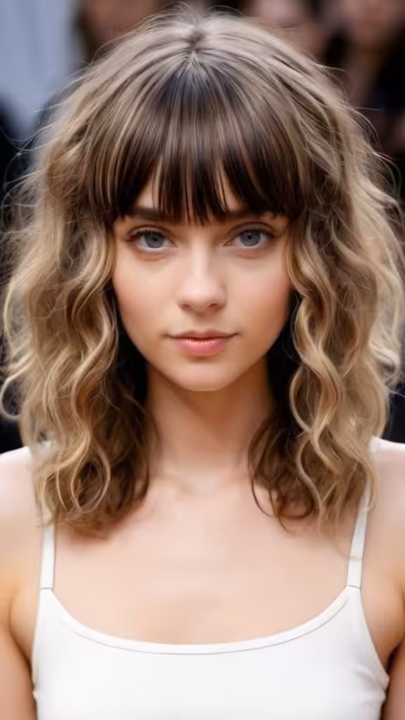 Curly Hair With Baby Bangs