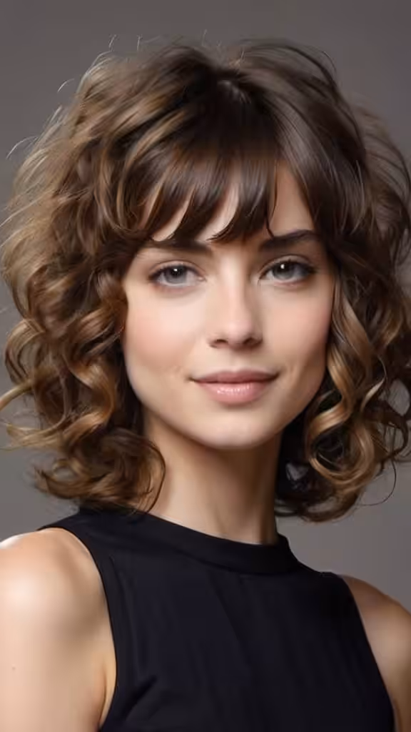 Curly Lob And Bangs