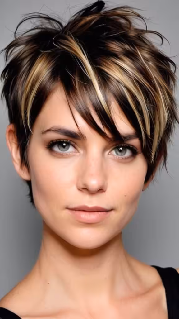 Disheveled Pixie Shag With Highlights