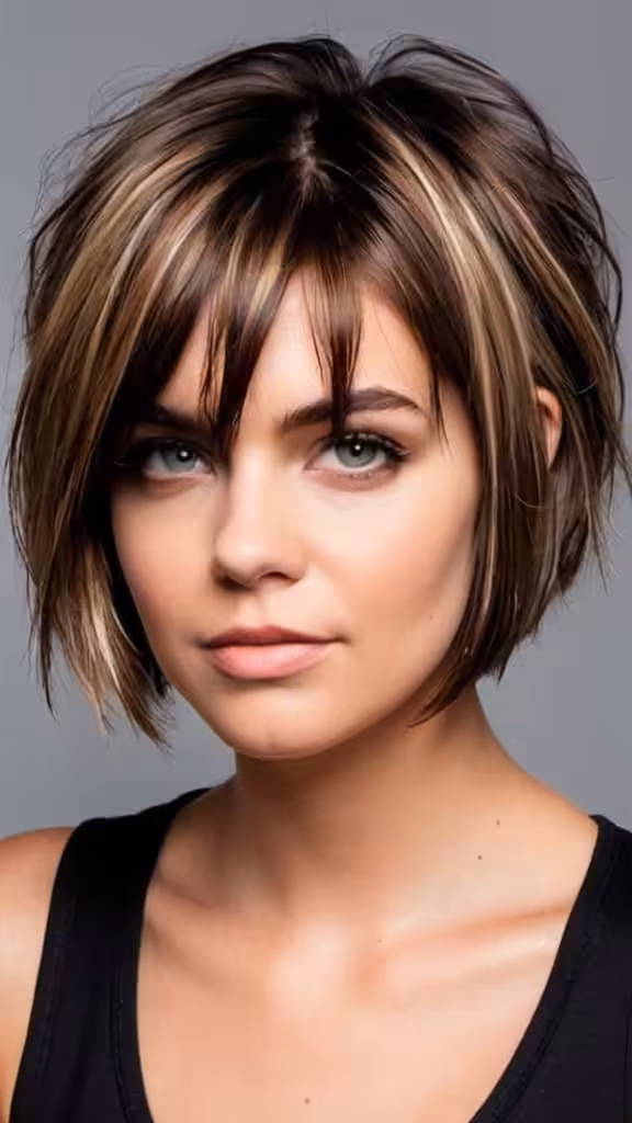 Edgy Piecey Bob With Highlights