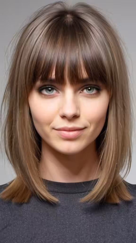Face-Framing Bangs Hairstyles for Medium Hair Length