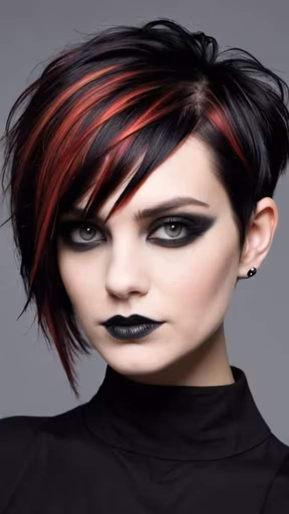 Goth Asymmetrical Cut With Highlights
