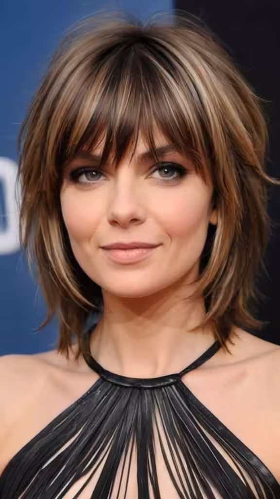 Layered Cut With Long Feathered Bangs