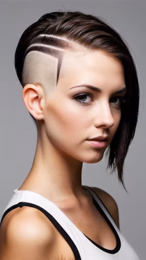 Medium Hair with Shaved Lines