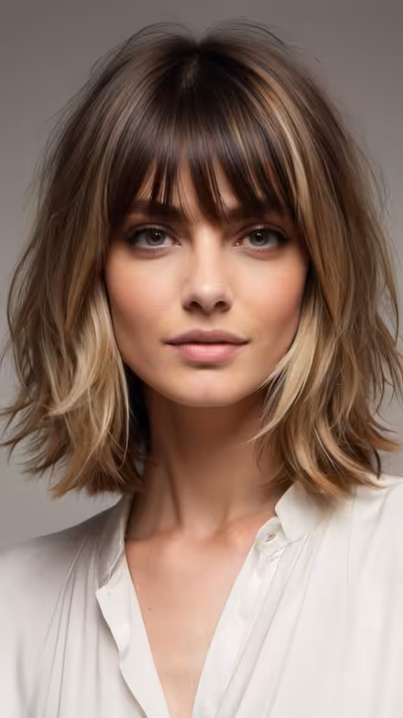 Medium Layers With Curtain Bangs