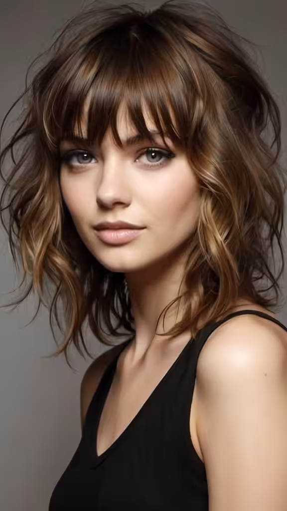 Messy Wavy Hair with Bangs