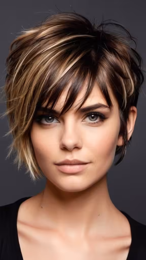 Messy And Edgy Shag With Highlights