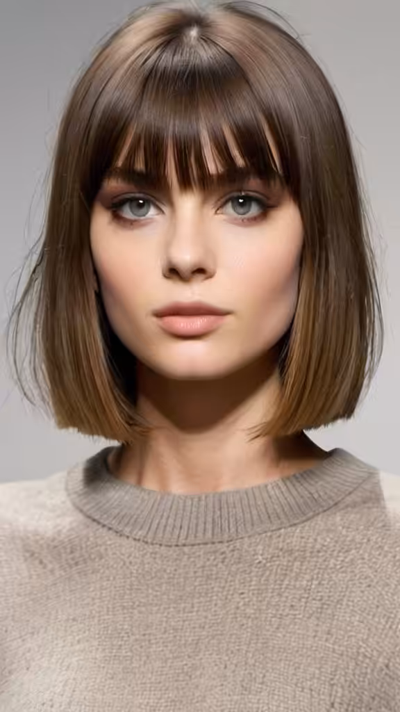 Middle Parted Bangs On Bob