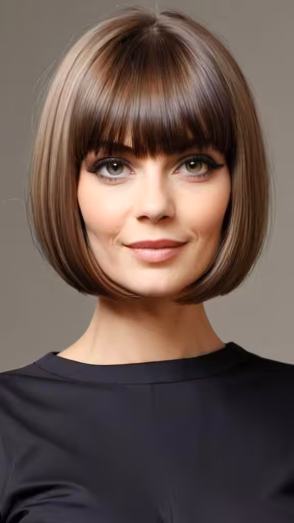 One-Length Bob with Bangs