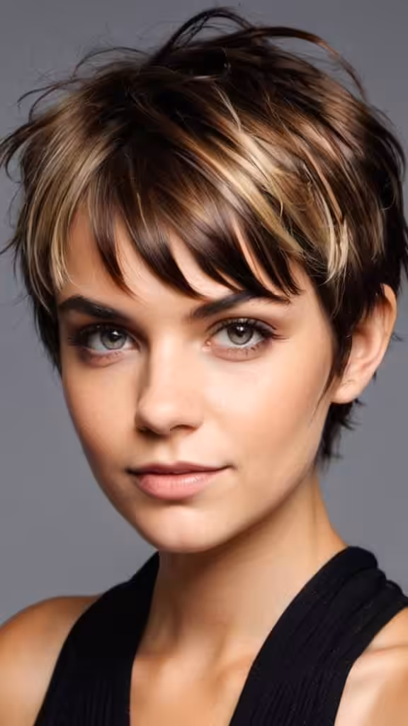 Shaggy Pixie Cut With Highlights