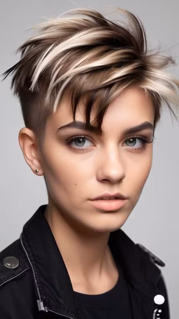 Shaved Sided Shaggy Mullet With Highlights