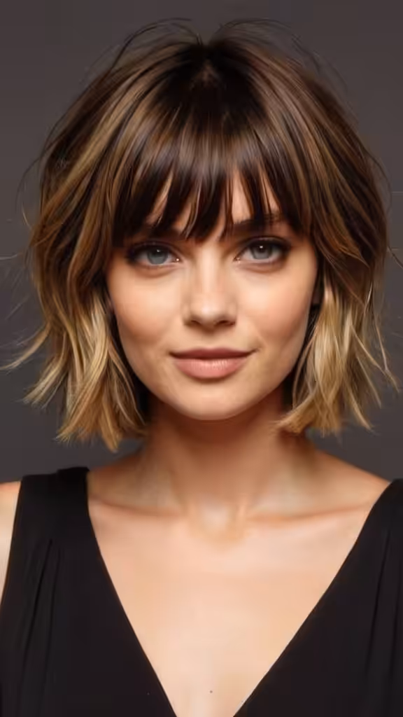 Side Parted Layered Waves With Bangs