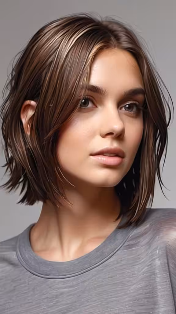 Side Parted Wet Look Lob