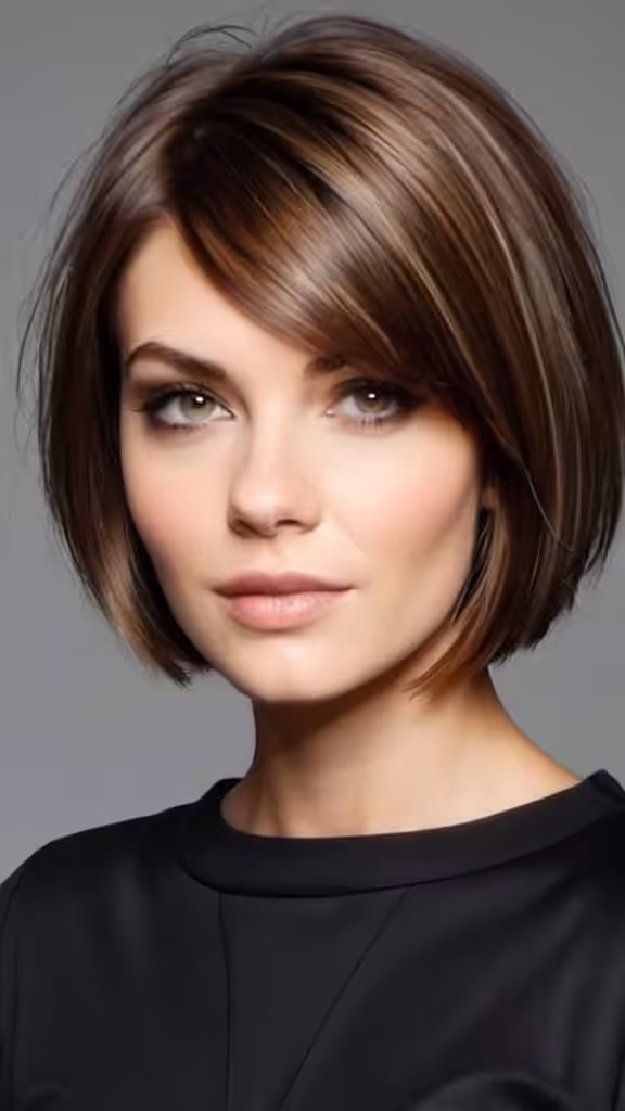 Slightly Side Parted Bob