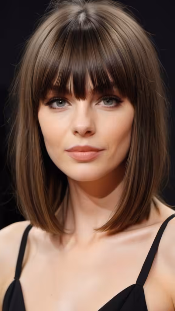 Straight Hair With Blunt Bangs