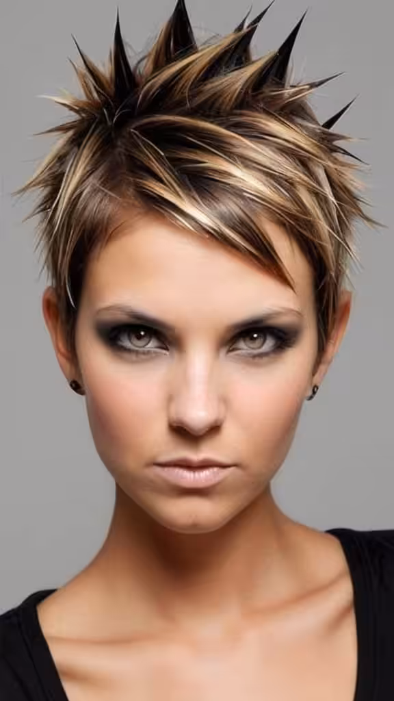 Textured Spiky Pixie with Highlighted Tips