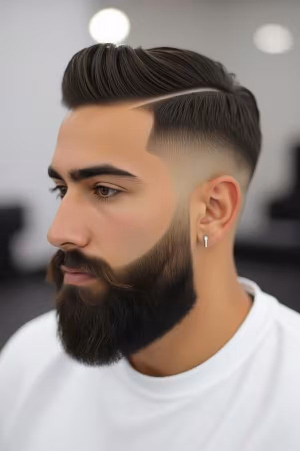 Line up low taper fade, crisp hairline edges hairstyle, polished look.