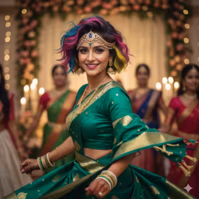 Colourful Maang Tikka Pixie