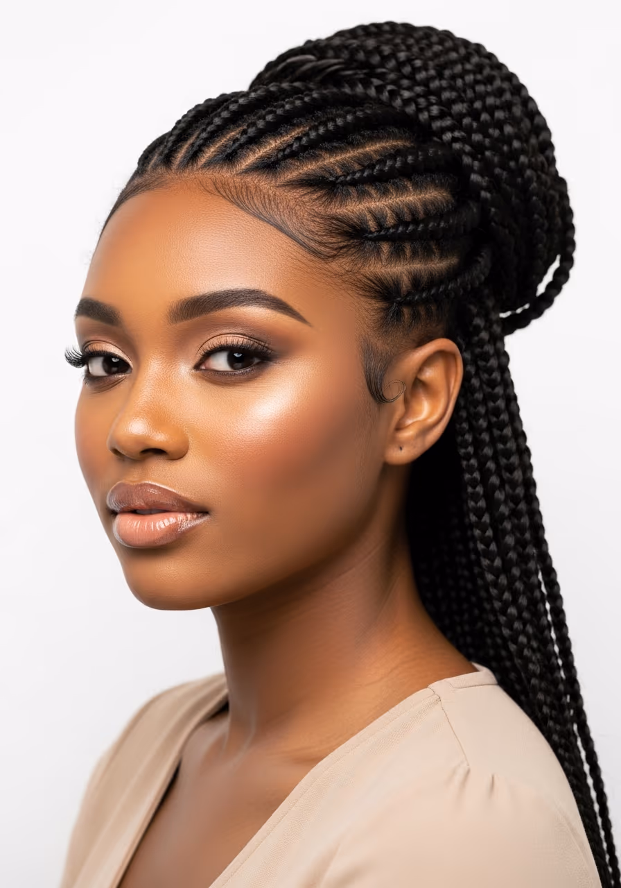Cornrow Updo Long Natural Hair 2026