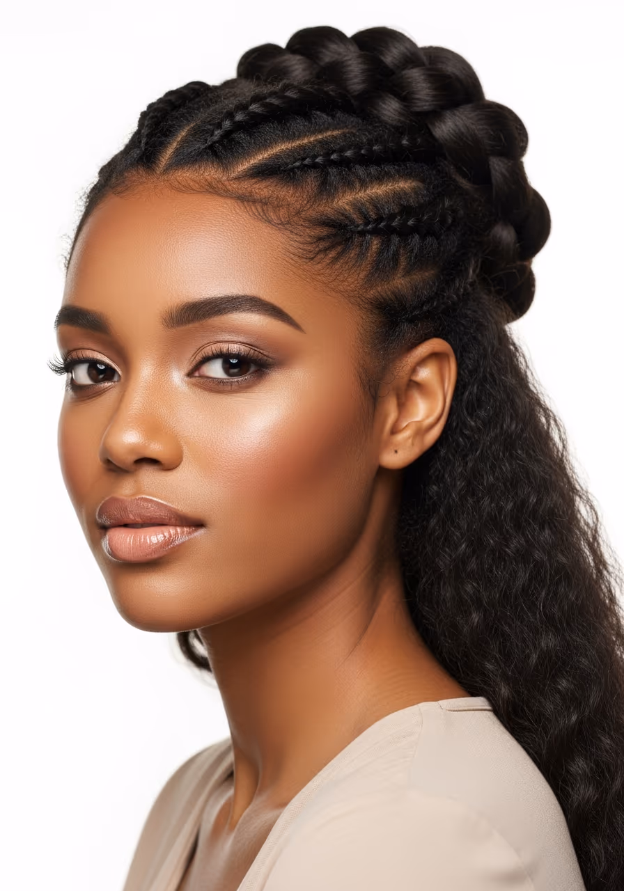 French Braid Updo Long Natural Hair 2026