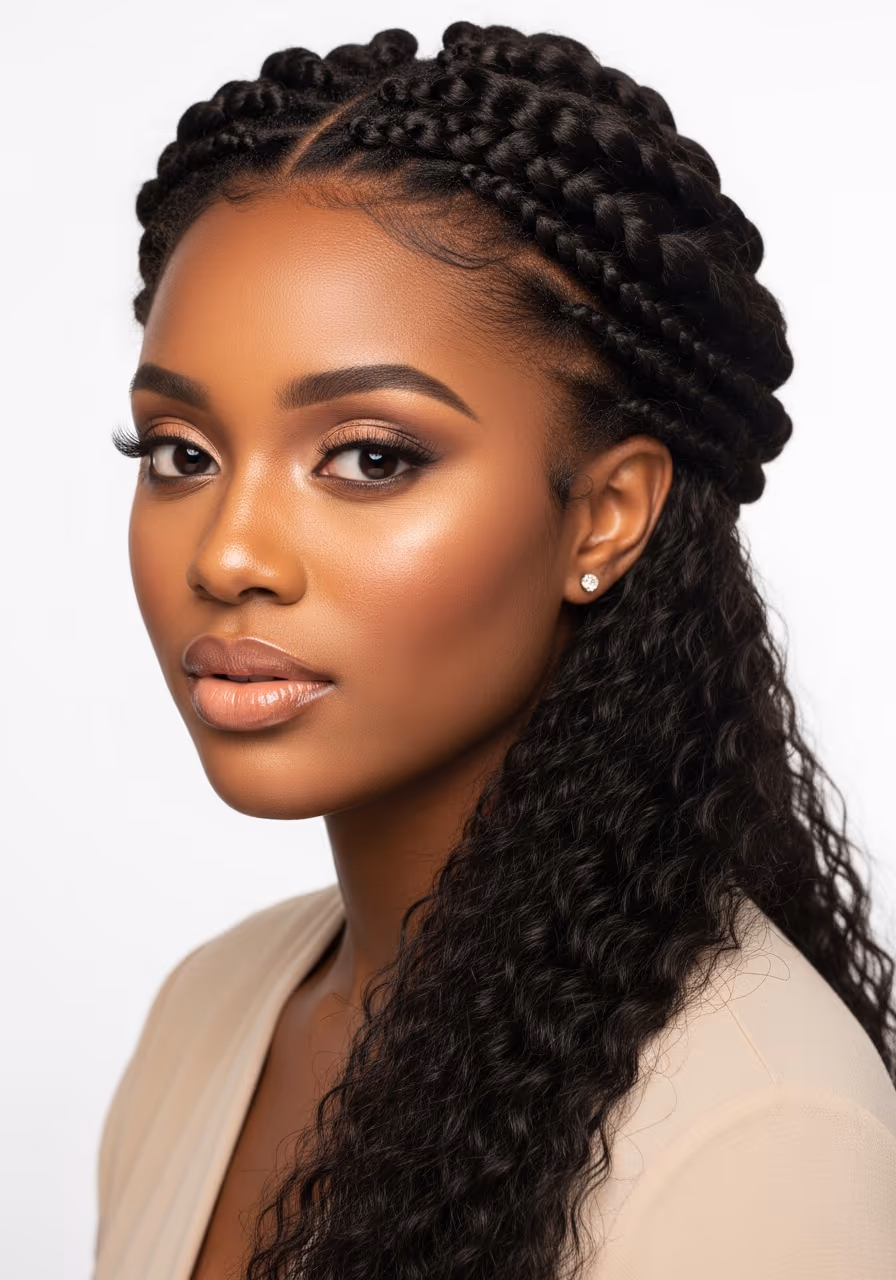 Halo Braid Updo Long Natural Hair 2026