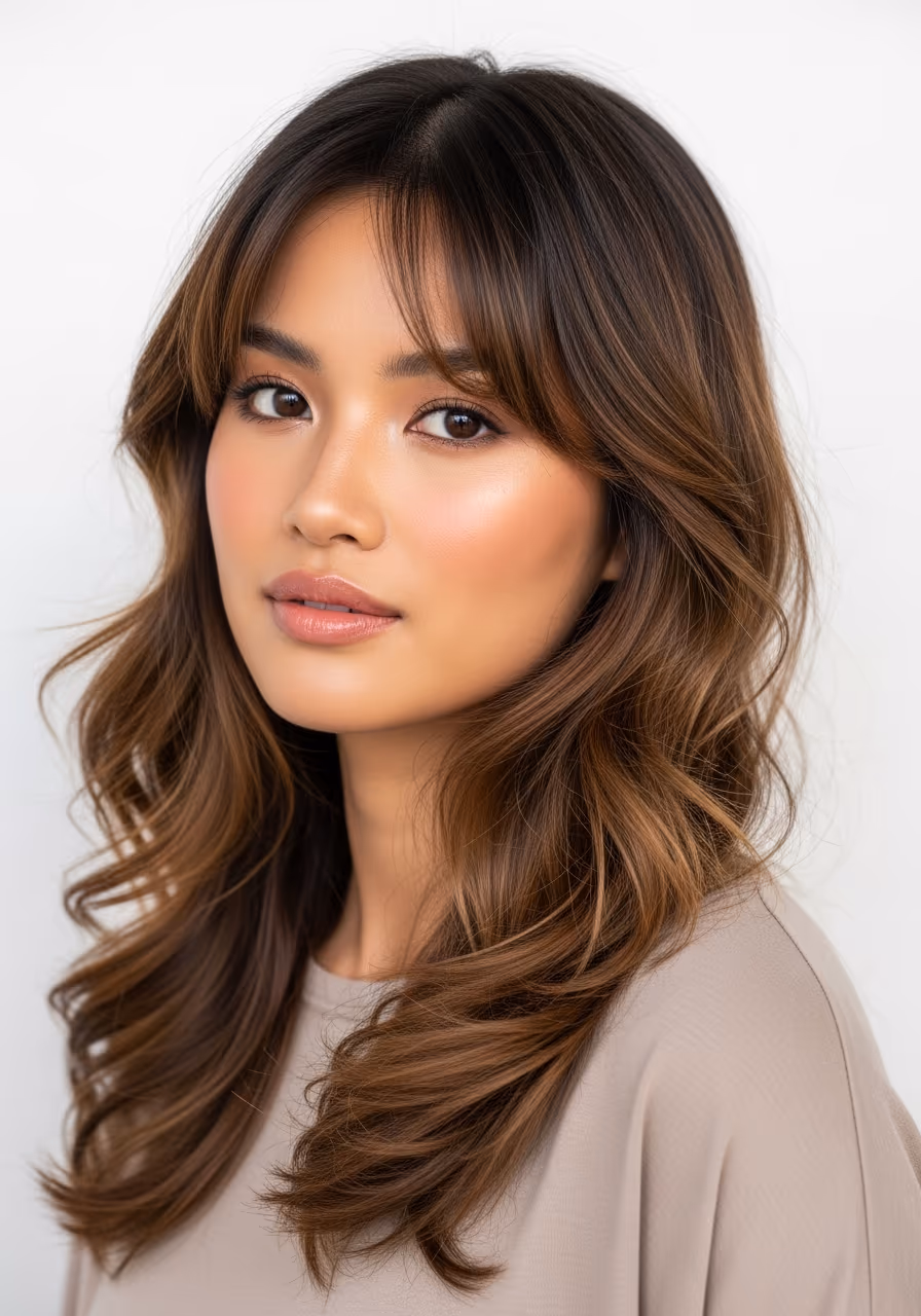 Boho Curtain Bangs Long Hair 2026