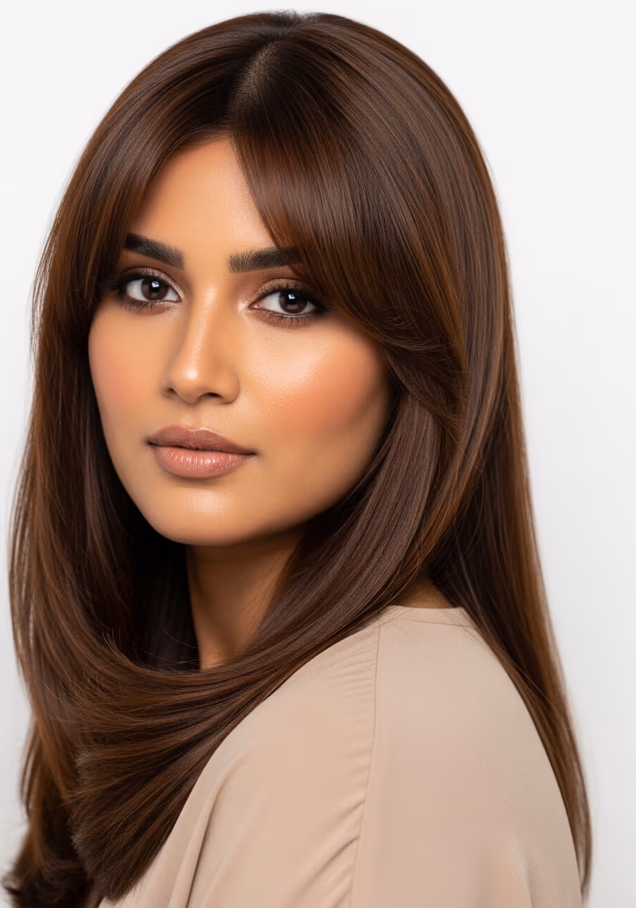 Sleek Curtain Bangs Long Hair 2026